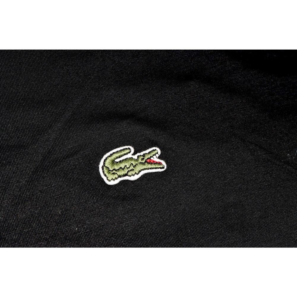 Lacoste Pima Cotton V-Neck T-Shirt Black 3XLT Embroidered Croc Logo Classic Tee - Picture 2 of 3